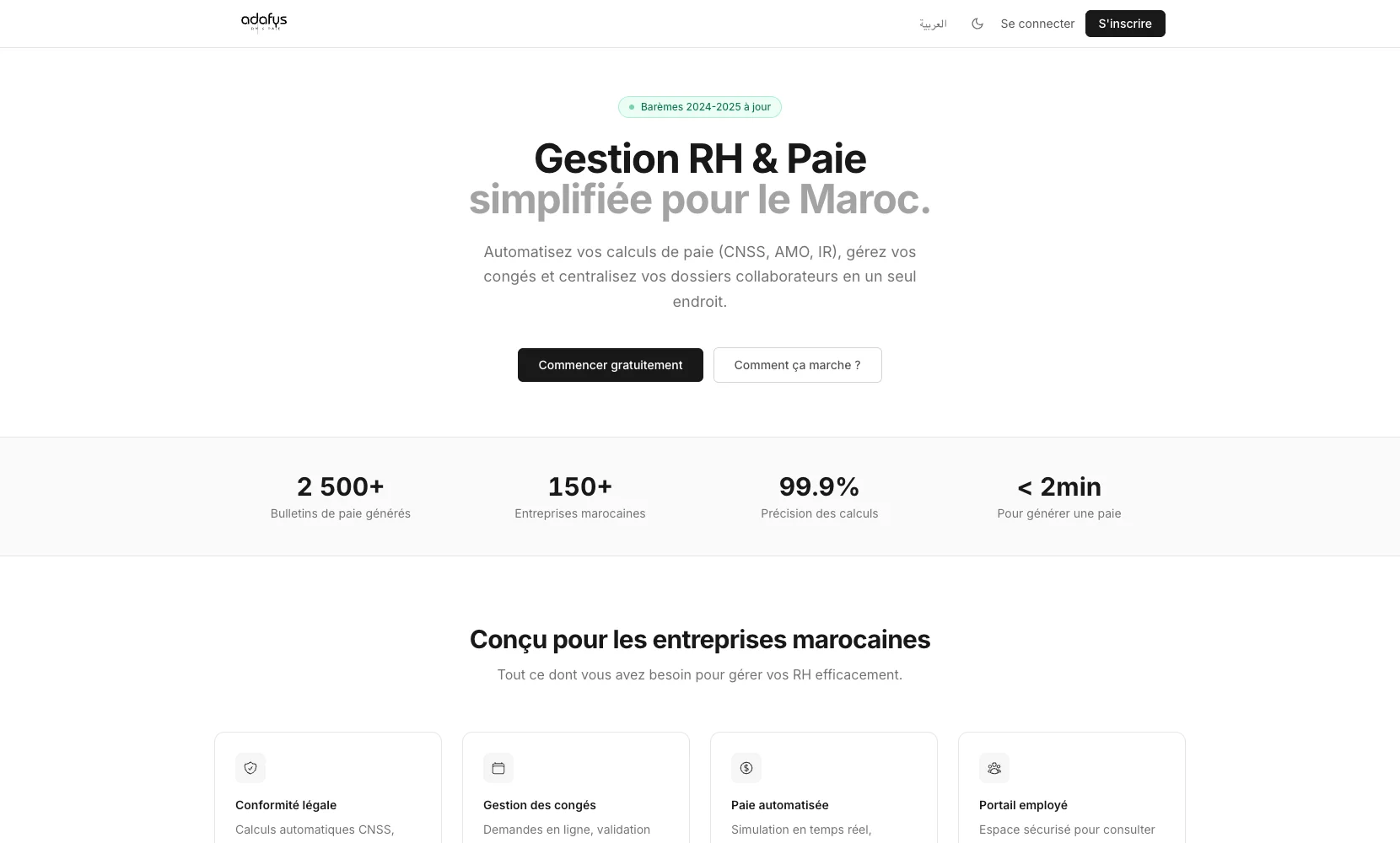 Capture du projet Adafys