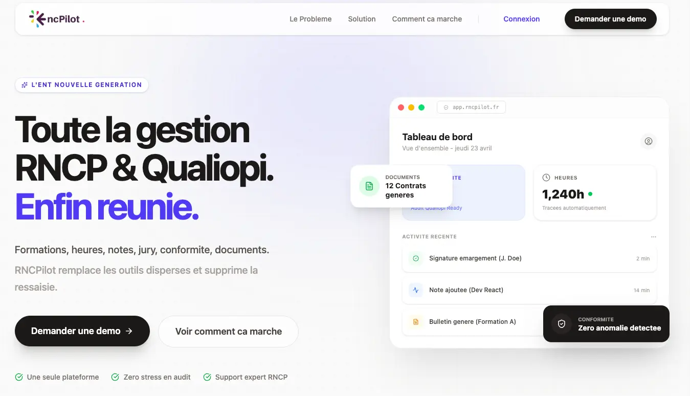 Capture du projet RNCPilot
